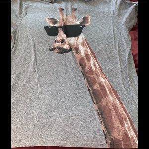 Giraffe with mustache t shirt